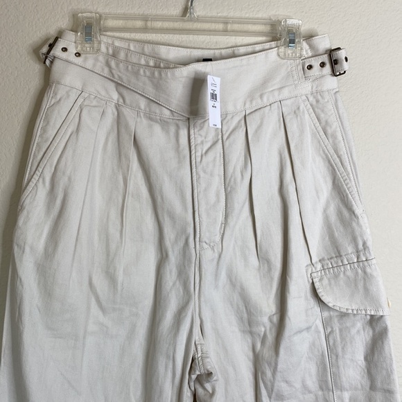 Banana Republic cargo slacks khaki pleated belted 4 petite NWT - Picture 2 of 6